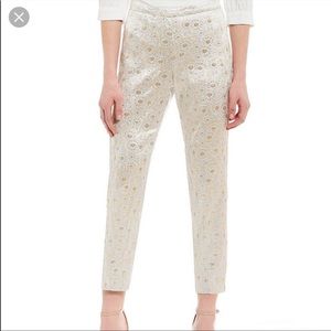 Trina Turk Osmond Floral Jacquard Metallic Pants Sz. 6 EUC